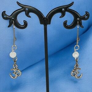 Om Charm Dangle Drop Silver Earrings Hypoallergenic Yoga Meditation Spiritual